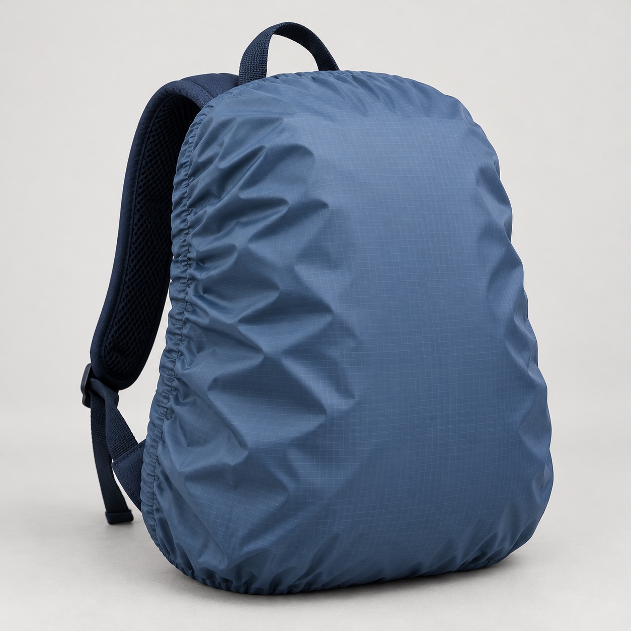 Slate-blue water-resistant backpack cover